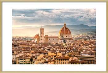 Плакат Beautiful sunset cityscape view of the